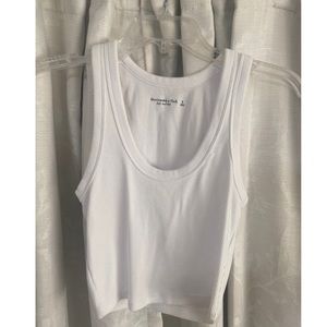 Abercrombie Cropped White Ribbed Tank Top, women’s small